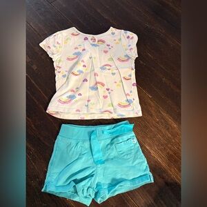 Carter's Teal Shorts and Heart Print Top